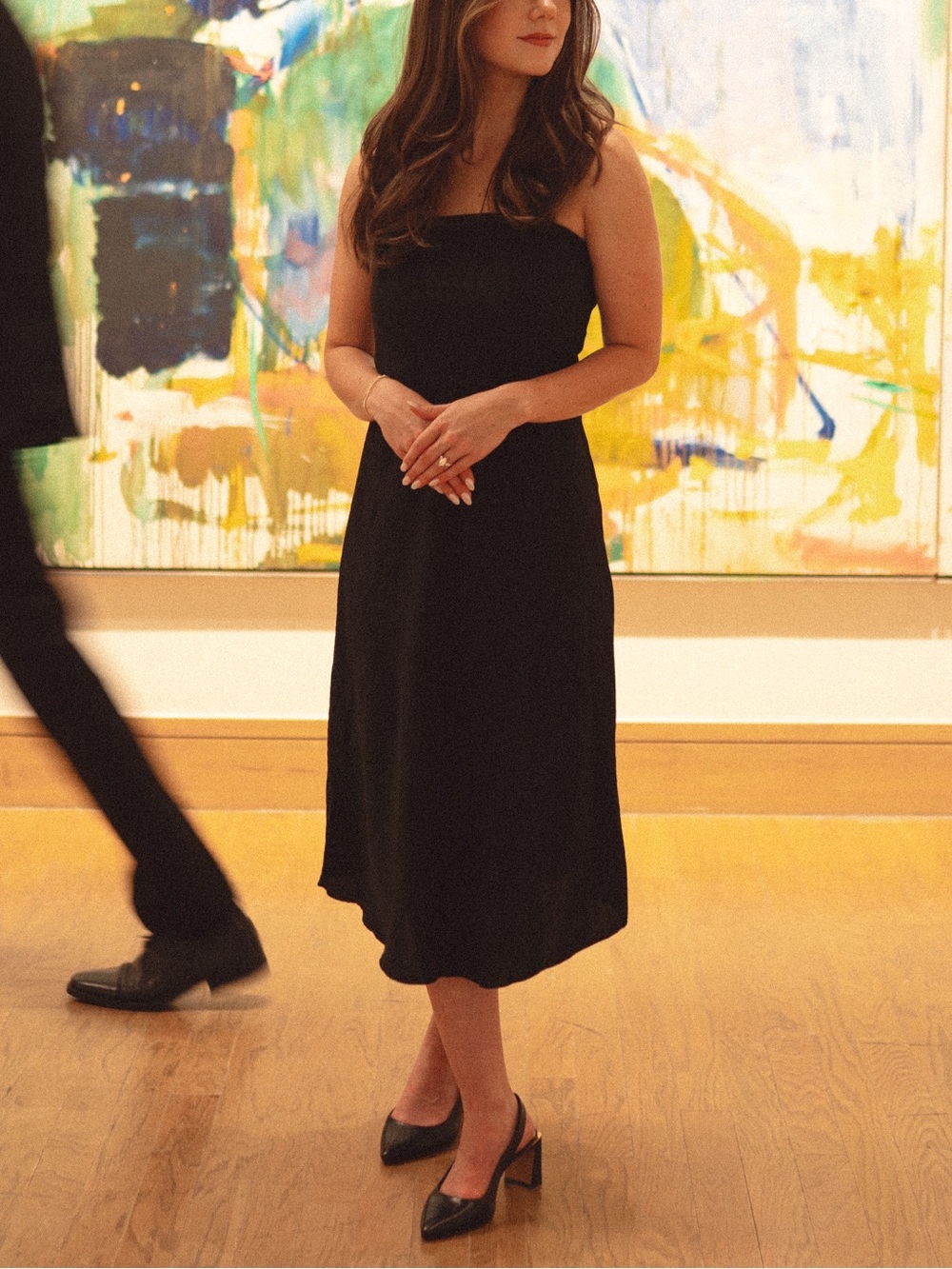 See You Monday Black Strapless Midi Dress